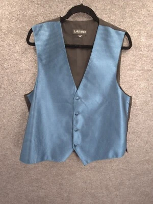 Larr Brio Suit Vest Mens Medium Button Up Sleeveless Adjustable V-Neck Blue - Image 1 of 4
