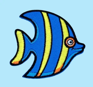 ANGELFISH STRIPED MARINE SEA ANIMAL OCEAN ADVENTURE IRON ON PATCH - Picture 1 of 2