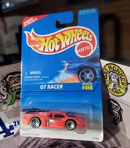 👓Hot Wheels 1996 #468🔥GT RACER Neon Orange⭐Chrome Lace Wheels NO logo Spoiler - Picture 1 of 7