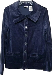 White Stag Women's Velour Jacket Coat Solid Blue Small (4/6) Buttons Mid Length  - Bild 1 von 12