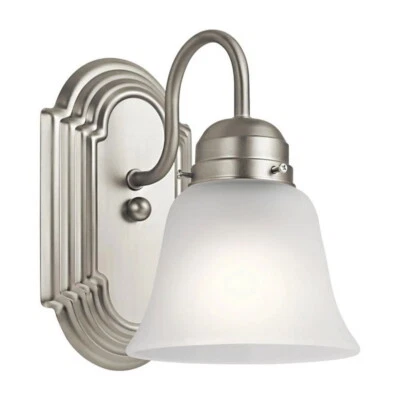 D6153M03 1-Light Nickel Traditional Vanity Light Bath Sconce with Glass LED68 Foto 1 de 2