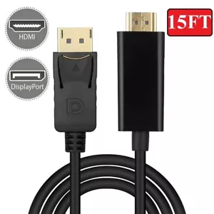 15 FT Display Port DP to HDMI Cable Adapter Converter Audio Video PC HDTV 1080P - Picture 1 of 11