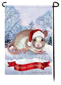 Dear Santa, Define Naughty Garden Flag - Tan and White Pied Rat - Bild 1 von 1