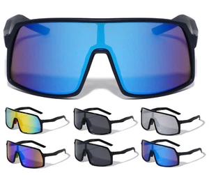 OVERSIZED FUTURISTIC SHIELD WRAP AROUND SUNGLASSES SPORT OUTDOOR BEACH RETRO XL - Picture 1 of 8