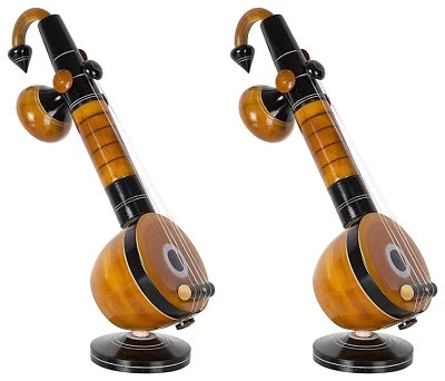 Handmade Wooden Veena Home Decor  Decorative Showpiece Pack Of 2 Pcs - Image 1 of 4