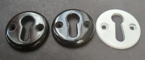 Vintage Bakelite Door Keyhole Escutcheon Old Black Pair by Everite + 1 white - Picture 1 of 3