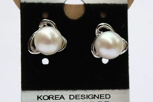 E034 Perla de agua dulce Joyería Pendientes Pendientes Dorados como trébol vb - Imagen 1 de 1