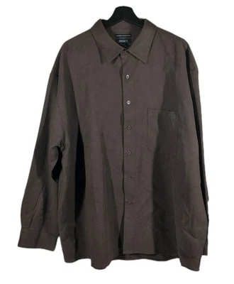 Bruno Sueded Microfiber Dark Brown Button Up Long Sleeve Shirt Men's Size 3XL - Image 1 of 4