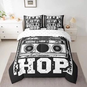 Juego de edredón estilo hip hop tamaño doble 7 piezas cama de cultura callejera para adolescentes en un... - Imagen 1 de 6