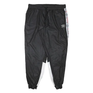 UMBRO Mens Joggers Black & White XL W36 L30 Polyester Blend Side Logo Tape - Picture 1 of 6