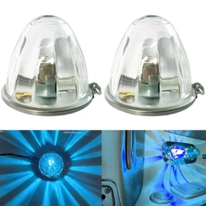 2Pcs Ice Blue LED Side Marker Lights with Stainless Steel Bezel for Trucks - Picture 1 of 7