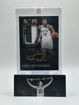 2024-25 Panini Noir Giannis Antetokounmpo 10th Anniversary Patch Auto /25 #387 - Image 1 of 2