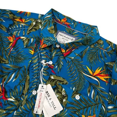 Free Planet Big & Tall 2X Tropical Bird of Paradise Print Short Sleeve Shirt NWT - Image 1 of 4