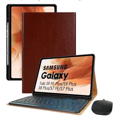 Teclado retroiluminado LAMA 12,4&quot; Tab S7+/S7 FE/ S8+/S9+/S9 FE+, marrón+ratón  Foto 1 de 4