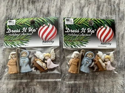 Mini Belén Navidad Botones Vestir Vástago 2 Paquetes Foto 1 de 3