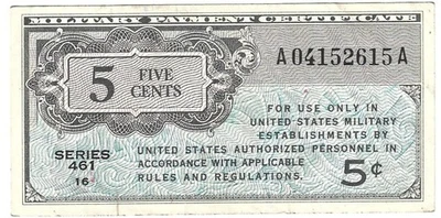 1946-47 US 5 Cents Military Payment Certificate Series 461 - Image 1 of 2