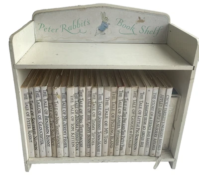Vintage Beatrix Potter Collection x23 Peter Rabbit Books & Wood Book Shelf 1960s - Image 1 of 4