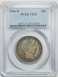 1906 D Barber Half Dollar PCGS VF-25 - Picture 1 of 2