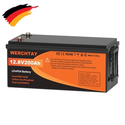 WERCHTAY 200Ah 12V LiFePO4 Langlebige Lithium Batterie Solarbatterie Wohnmobil Solar