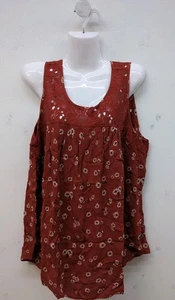 Maurices Floral Lace Yoke Crew Neck Sleeveless Women's Tank Top 1X Burgundy Red - Picture 1 of 9