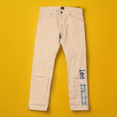 Lee x Alife Art Museum Pin Striped Beige Denim Pants Size 36x32 RARE Mascot - Image 1 of 4