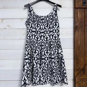 Ronni Nicole Damenkleid Größe 12 Fleur-Design marineblau weiß Sommer Sommerkleid Reißverschluss - Bild 1 von 10