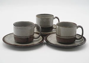 Otagiri Japan Sierra Steinzeug Handarbeit hellbraun & braun Tasse & Untertasse 3er Set - Bild 1 von 7