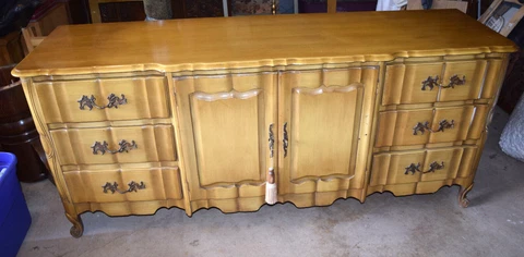 Vintage Quality 9 drawer French Provincial Dresser Mahogany Low Chest Commode Cover