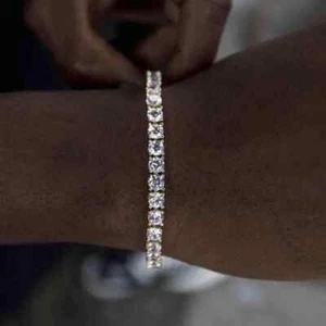 9CT Round Lab Created Diamond Women's Tennis Bracelet 14K White Gold Plated 7.5" - Picture 1 of 2