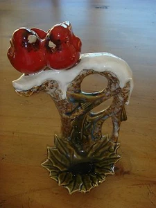 Ceramic Pair of Cardinals on Snowy Branch - Candy Dish/Votive Holder - Picture 1 of 5