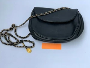Vtg Ganson Black Leather Small Cross Body Strap - Picture 1 of 8