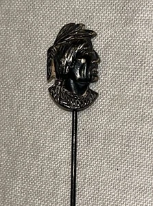 Antique Indian Chief Head Sterling Silver Hat Pin Lapel Pin Brooch Marked - Picture 1 of 10