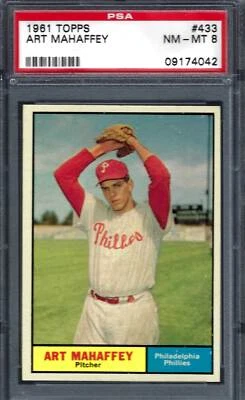 1961 Topps #433 PSA 8 Art Mahaffey Phillies 433 - Image 1 of 2