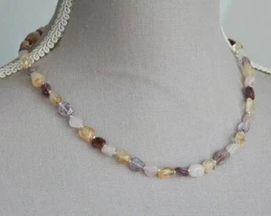 LODALITE AMETHYST, CITRINE & ROSE QUARTZ NECKLACE 19" 925 STERLING SILVER - Picture 1 of 2