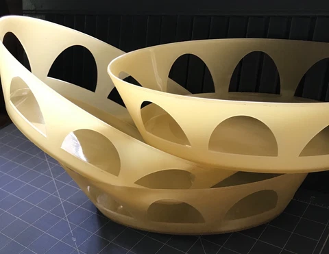 Lot of 3 Mid Century Baskets, Yellow Starburst like Pattern Bodum Switzerland Cover