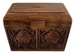Vtg Plastic Wood Look Recipe Card Box with Recipes Lerner Melville NY Jacobean - Picture 1 of 9
