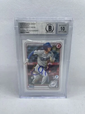 Kody Hoese Signed 2020 Bowman Draft 1st Edition Beckett Grade 10 Auto Dodgers 1 - Image 1 of 2