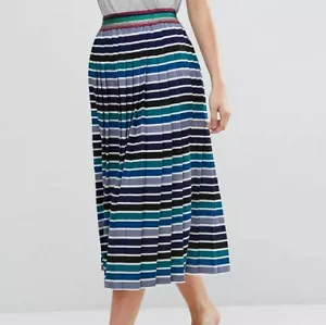 Pepe Jeans Gold Label Mirage Retro Pleated Stripe Midi Skirt, small 6/8 - Picture 1 of 5