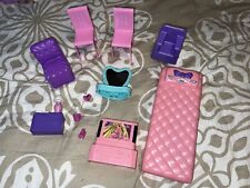 1993 Barbie Doll Furniture Lot - Bed Nightstand Chair TV