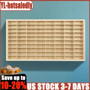 80 Grid Wooden Display Case for 1:64 Toy Car Model Wall Mounted Storage Stand US - Picture 1 of 12