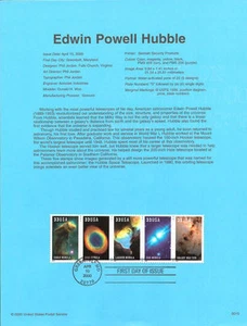 #0010 33c Edwin Powell Hubble #3384-3388a Souvenir Page - Picture 1 of 1