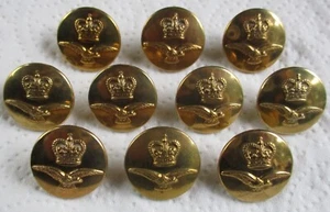 10x RAF:"ROYAL AIR FORCE BRASS GREATCOAT BUTTONS" (23mm, 1950's, Firmin, London) - Picture 1 of 4