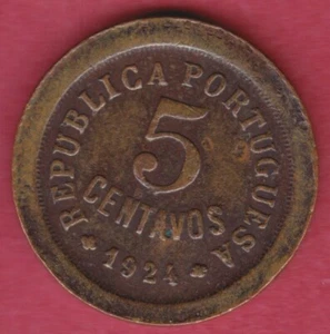 R* PORTUGAL 5 CENTAVOS 1924 VF DETAILS #5619 - Picture 1 of 2