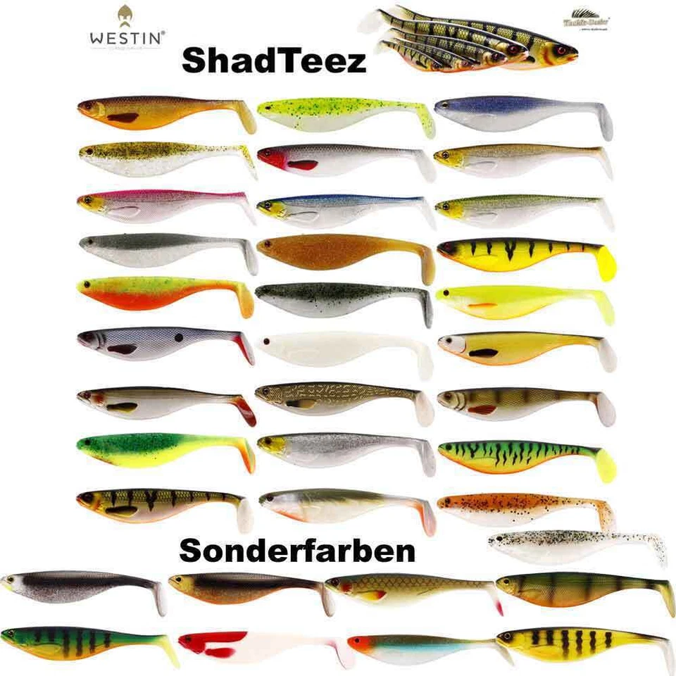 Westin ShadTeez 7,9,12,16cm (2 Stück) Gummifisch Hecht Zander Barsch Shad Teez