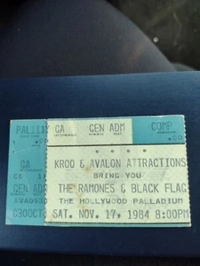 THE Ramones HOLLYWOOD PALLADIUM CONCERT TICKET STUB 1985 - Picture 1 of 3