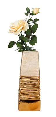 Moderne Dekovase Blumenvase Tischvase Vase aus Keramik gold 12x33 cm - Bild 1 von 2