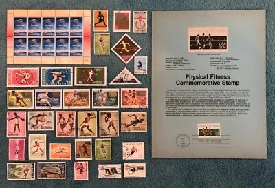 World Stamps Featuring Olympics & 1983 Physical Fitness First Day of Issue Stamp - Image 1 of 4