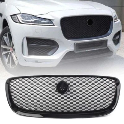 Front Upper Vent Grille Gloss Black Mesh Radiator Fit Jaguar F-PACE 2016-2020 17 Foto 1 de 4