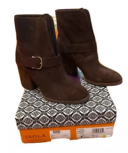New Idols Lavoy Block Heel Boot Coffee Suede Size 9 - Picture 1 of 4