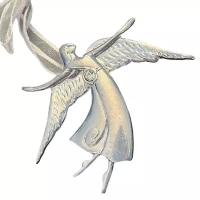 Birthstone Pewter Angel BROOCH PIN Ornament 3" Pendant August Peridot Crystal! - Image 1 of 4